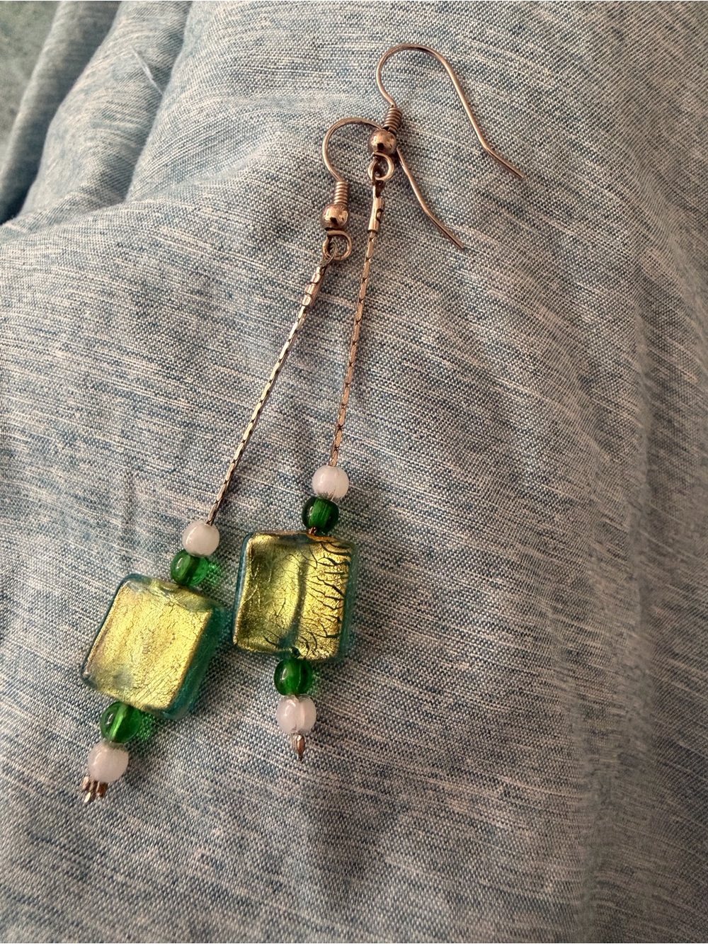 Green Glass Dangle Earrings — Elegant Women’s Jewelry